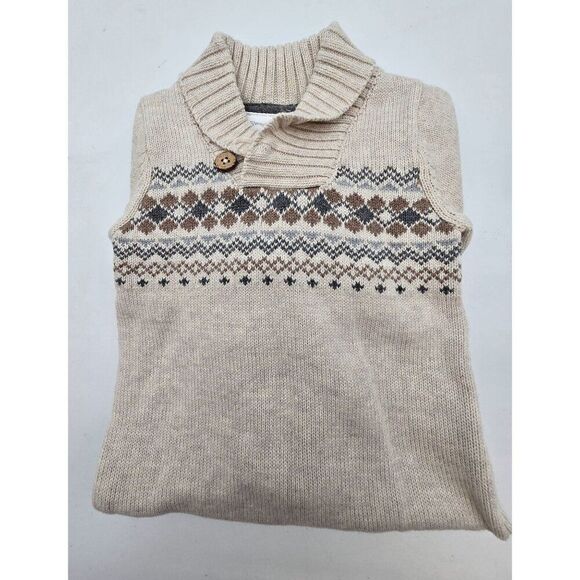 Koala Baby Infant Fair Isle Pattern Romper 6-9M 100% Cotton Beige & Brown - Picture 3 of 5